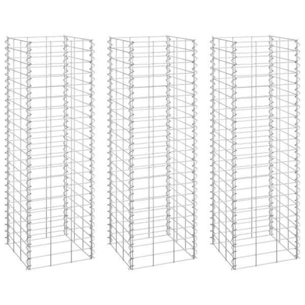 Arriates de gaviones 3 unidades hierro 30x30x100 cm