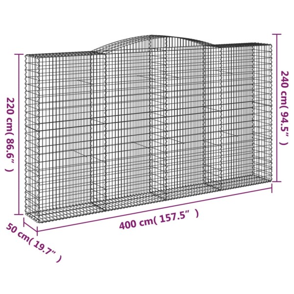 Cesta gaviones forma arco hierro galvanizado 400x50x220/240 cm