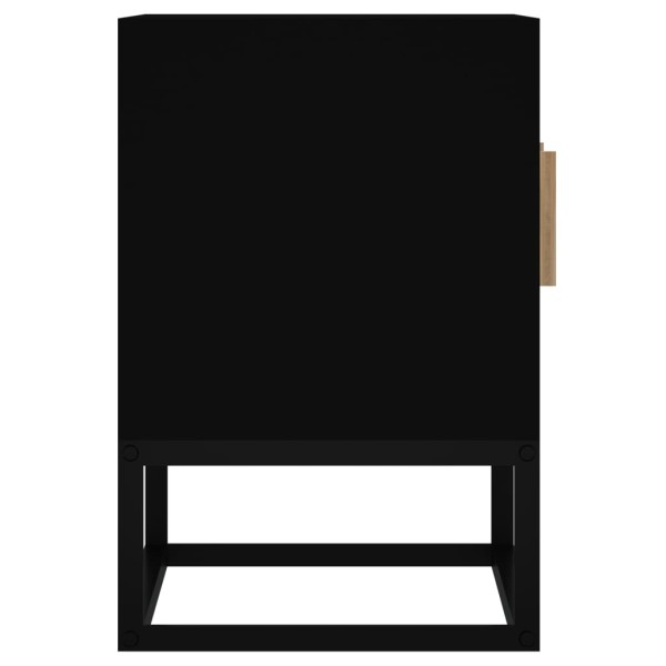 Mueble de TV hierro y madera contrachapada negro 105x30x45 cm