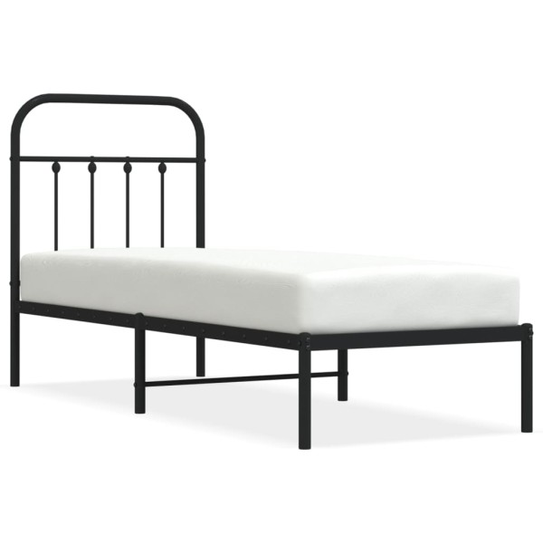 Estructura de cama con cabecero metal negro 75x190 cm