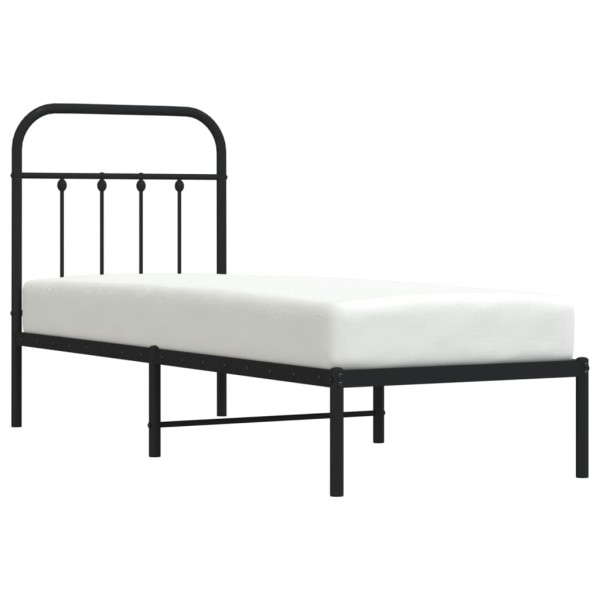 Estructura de cama con cabecero metal negro 75x190 cm