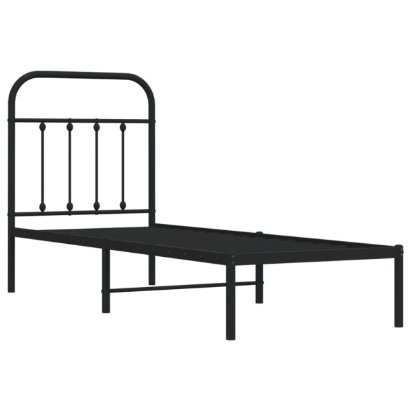 Estructura de cama con cabecero metal negro 75x190 cm