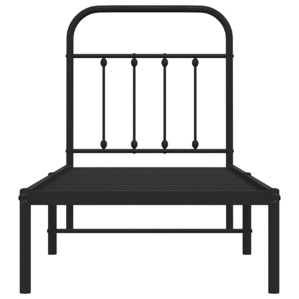 Estructura de cama con cabecero metal negro 75x190 cm