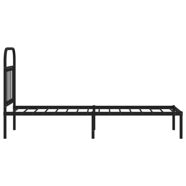 Estructura de cama con cabecero metal negro 75x190 cm