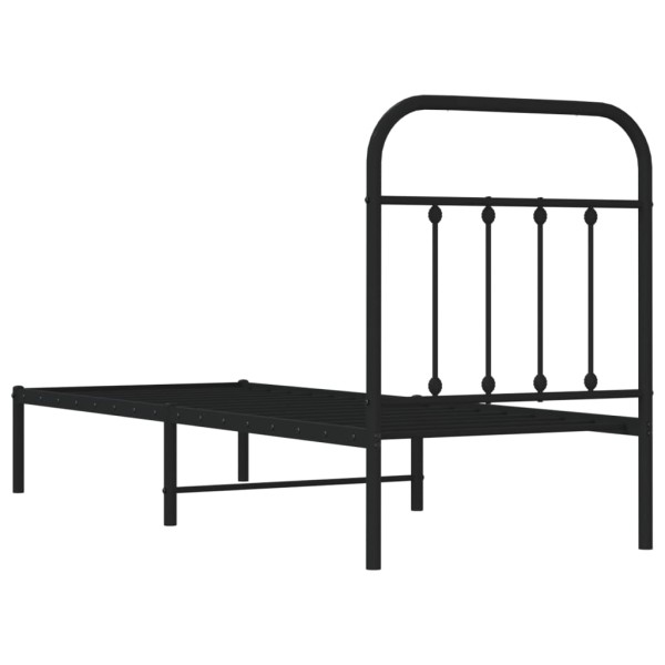 Estructura de cama con cabecero metal negro 75x190 cm