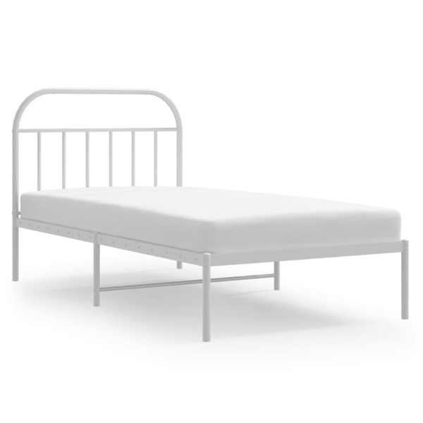 Estructura de cama de metal con cabecero blanco 107x203 cm