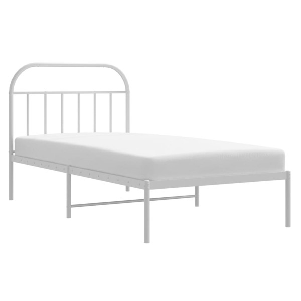 Estructura de cama de metal con cabecero blanco 107x203 cm