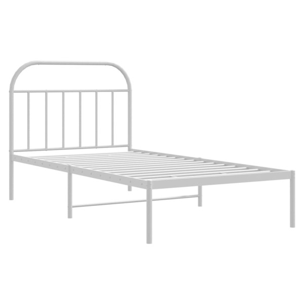 Estructura de cama de metal con cabecero blanco 107x203 cm