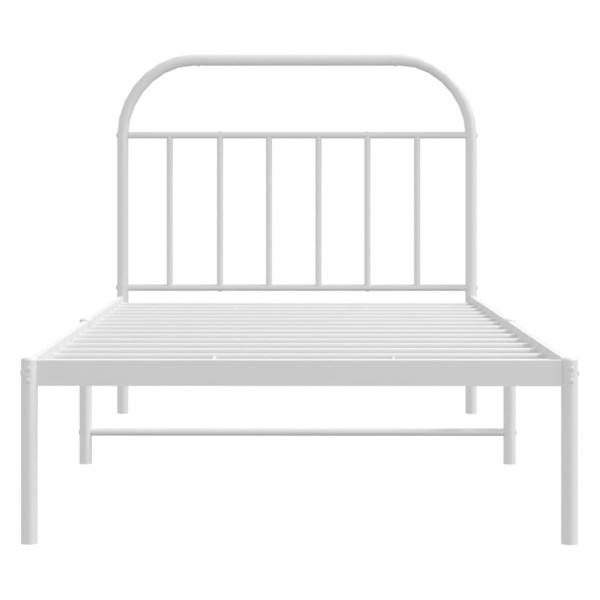 Estructura de cama de metal con cabecero blanco 107x203 cm