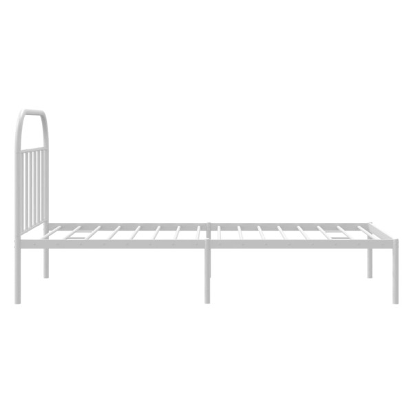 Estructura de cama de metal con cabecero blanco 107x203 cm