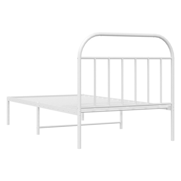 Estructura de cama de metal con cabecero blanco 107x203 cm