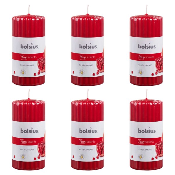 Bolsius Velas perfumadas estriadas 6 unidades granada 120x58 mm