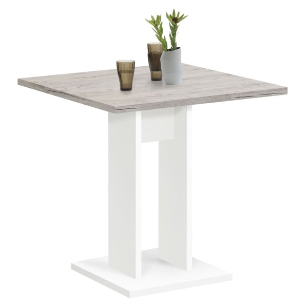 FMD Mesa de comedor color roble arena y blanco 70 cm