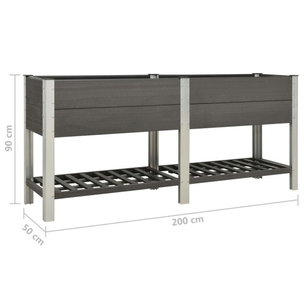 Mesa de cultivo para jardín con estante WPC gris 200x50x90 cm