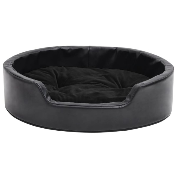 Cama para perros felpa y cuero sintético negra 69x59x19 cm