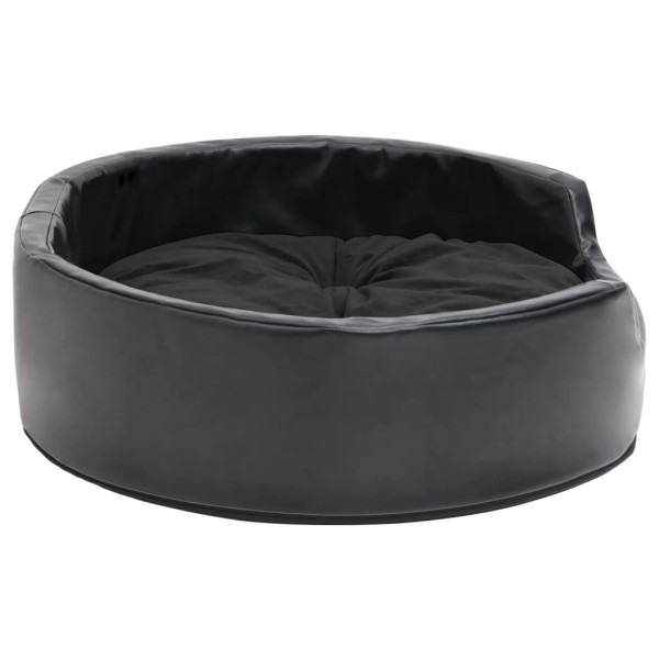 Cama para perros felpa y cuero sintético negra 69x59x19 cm