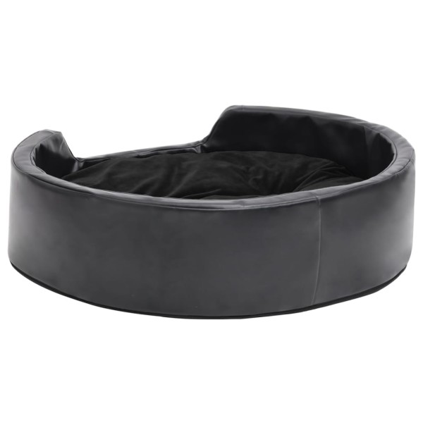 Cama para perros felpa y cuero sintético negra 69x59x19 cm