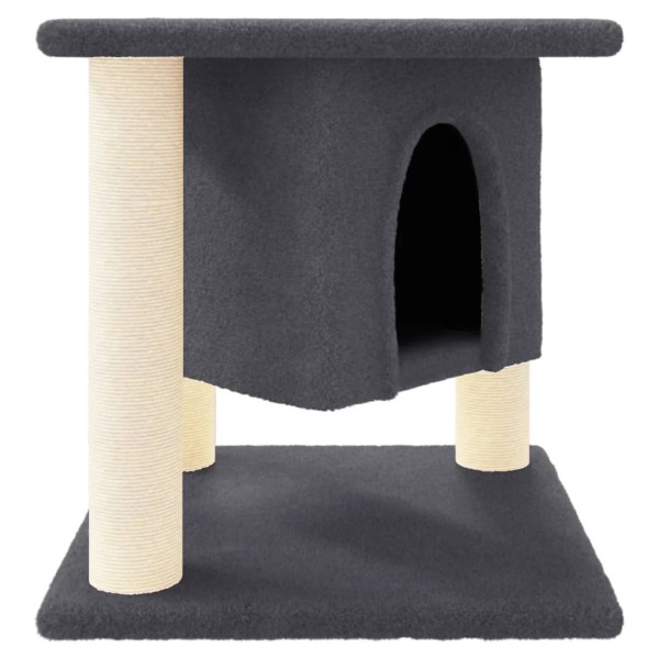 Rascador para gatos con postes de sisal gris oscuro 37 cm