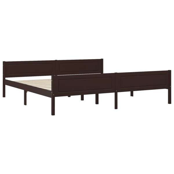 Estructura de cama madera maciza pino marrón oscuro 200x200 cm