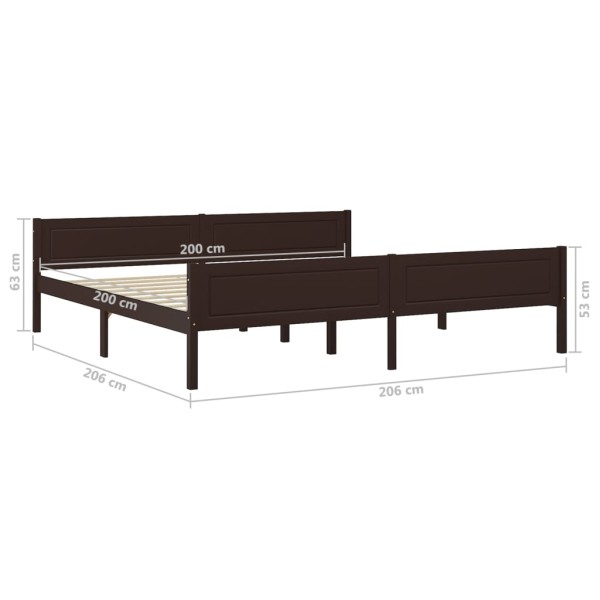 Estructura de cama madera maciza pino marrón oscuro 200x200 cm