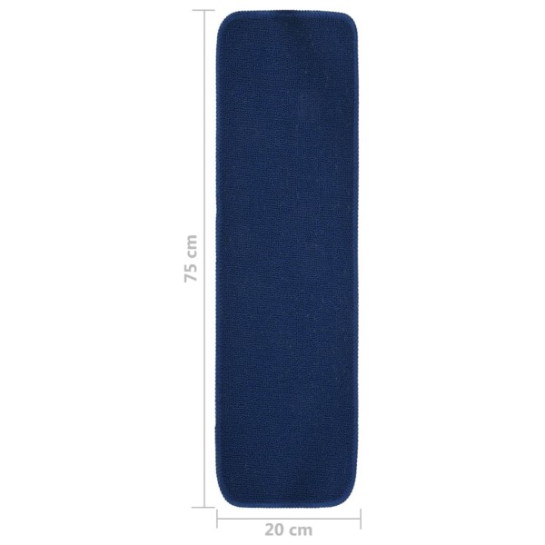 Alfombrilla de escalera 15 uds azul marino rectangular 75x20 cm