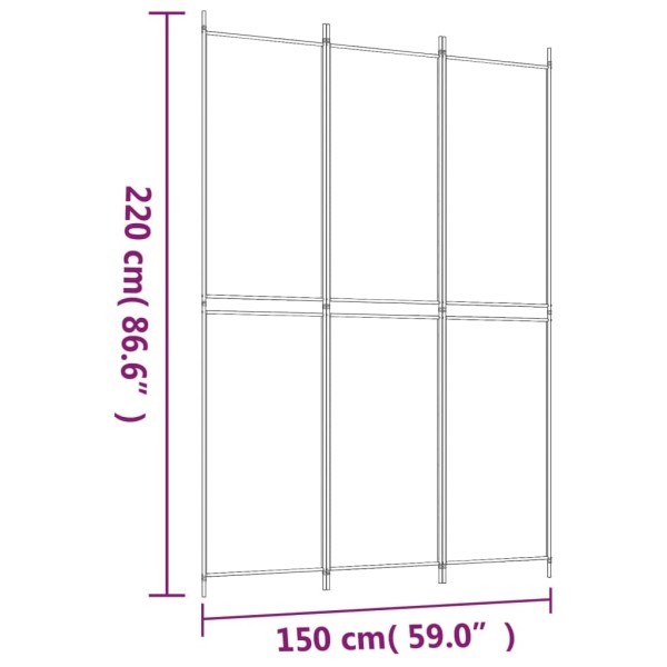 Biombo divisor de 3 paneles de tela marrón 150x220 cm