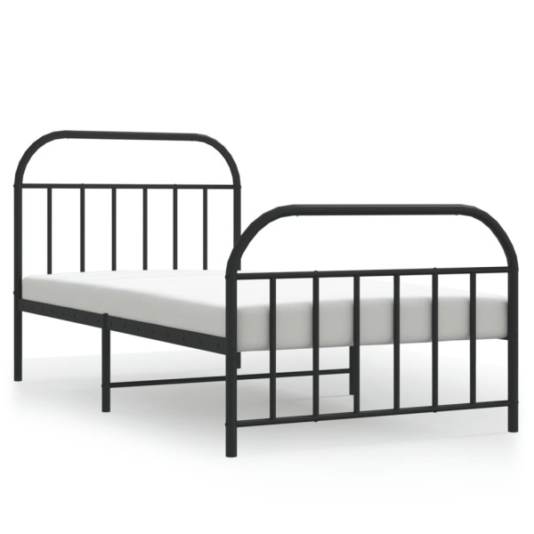 Estructura de cama con cabecero y estribo metal negro 107x203cm