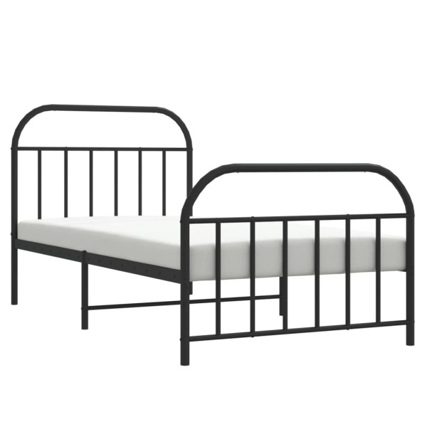 Estructura de cama con cabecero y estribo metal negro 107x203cm