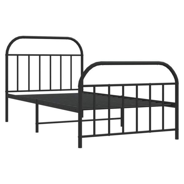 Estructura de cama con cabecero y estribo metal negro 107x203cm