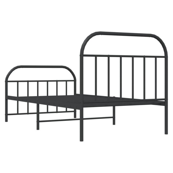 Estructura de cama con cabecero y estribo metal negro 107x203cm