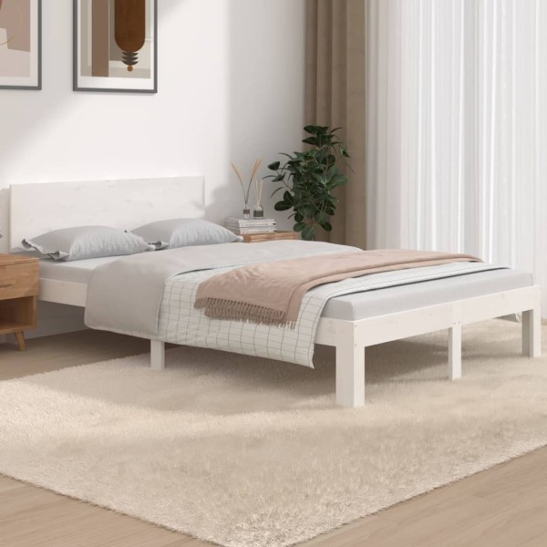 Estructura de cama madera maciza blanco 120x190 cm