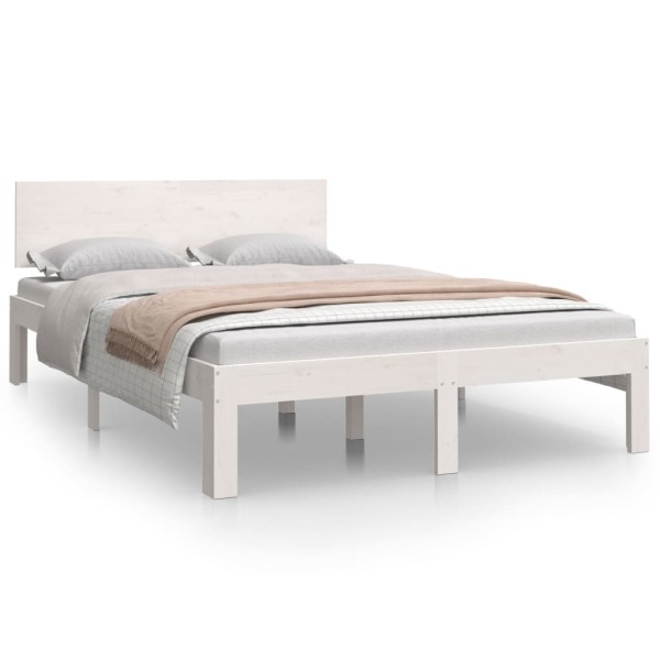 Estructura de cama madera maciza blanco 120x190 cm