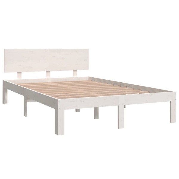 Estructura de cama madera maciza blanco 120x190 cm