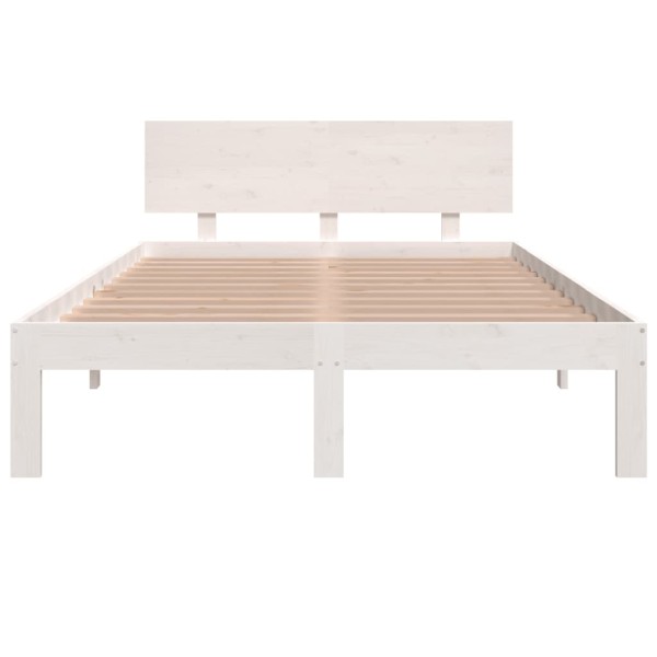 Estructura de cama madera maciza blanco 120x190 cm