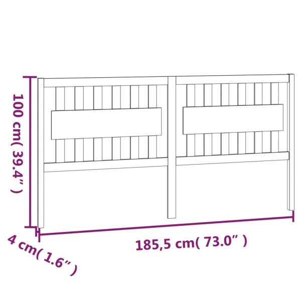 Cabecero de cama madera maciza de pino gris 185,5x4x100 cm