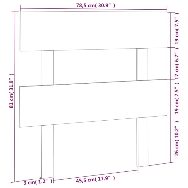 Cabecero de cama madera maciza de pino blanco 78,5x3x81 cm