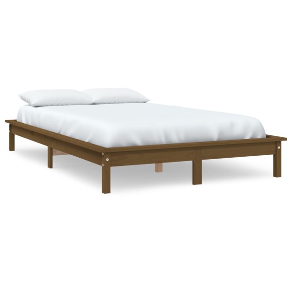 Estructura de cama madera maciza pino marrón miel 140x190 cm