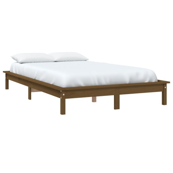 Estructura de cama madera maciza pino marrón miel 140x190 cm