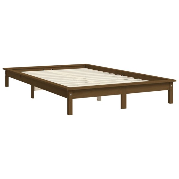 Estructura de cama madera maciza pino marrón miel 140x190 cm