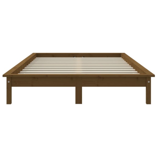 Estructura de cama madera maciza pino marrón miel 140x190 cm