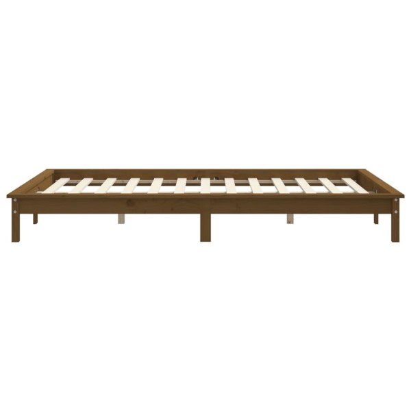 Estructura de cama madera maciza pino marrón miel 140x190 cm