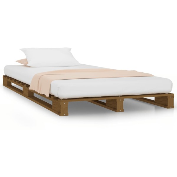 Cama de palets madera maciza de pino marrón miel 100x200 cm