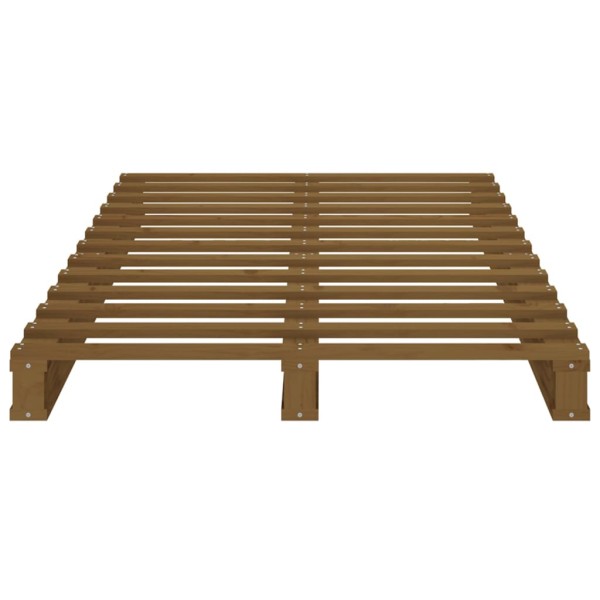 Cama de palets madera maciza de pino marrón miel 100x200 cm