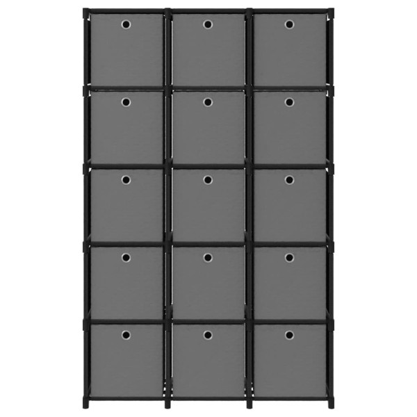 Estantería de 15 cubos con cajas de tela negro 103x30x175,5 cm