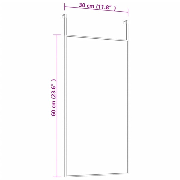 Espejo de puerta cristal y aluminio negro 30x60 cm