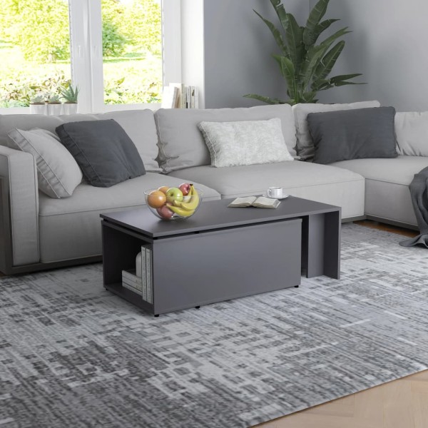 Mesa de centro madera contrachapada gris 150x50x35 cm