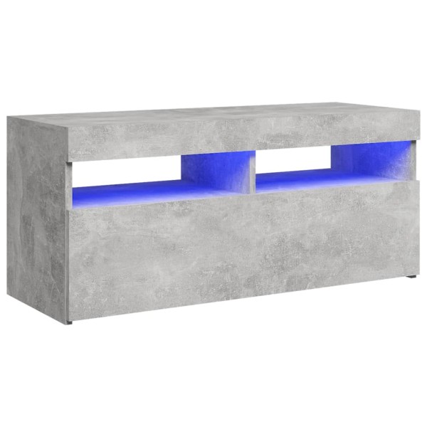 Mueble de TV con luces LED gris hormigón 90x35x40 cm