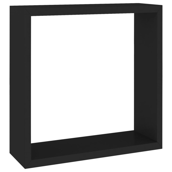 Estantes cubo de pared 3 unidades MDF negro