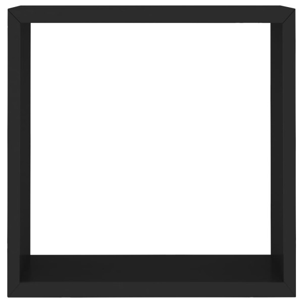 Estantes cubo de pared 3 unidades MDF negro