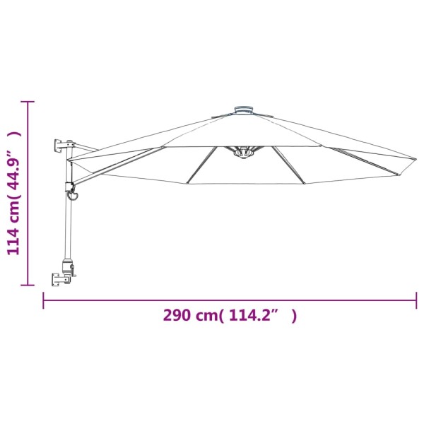 Sombrilla de pared rojo brillante 290 cm